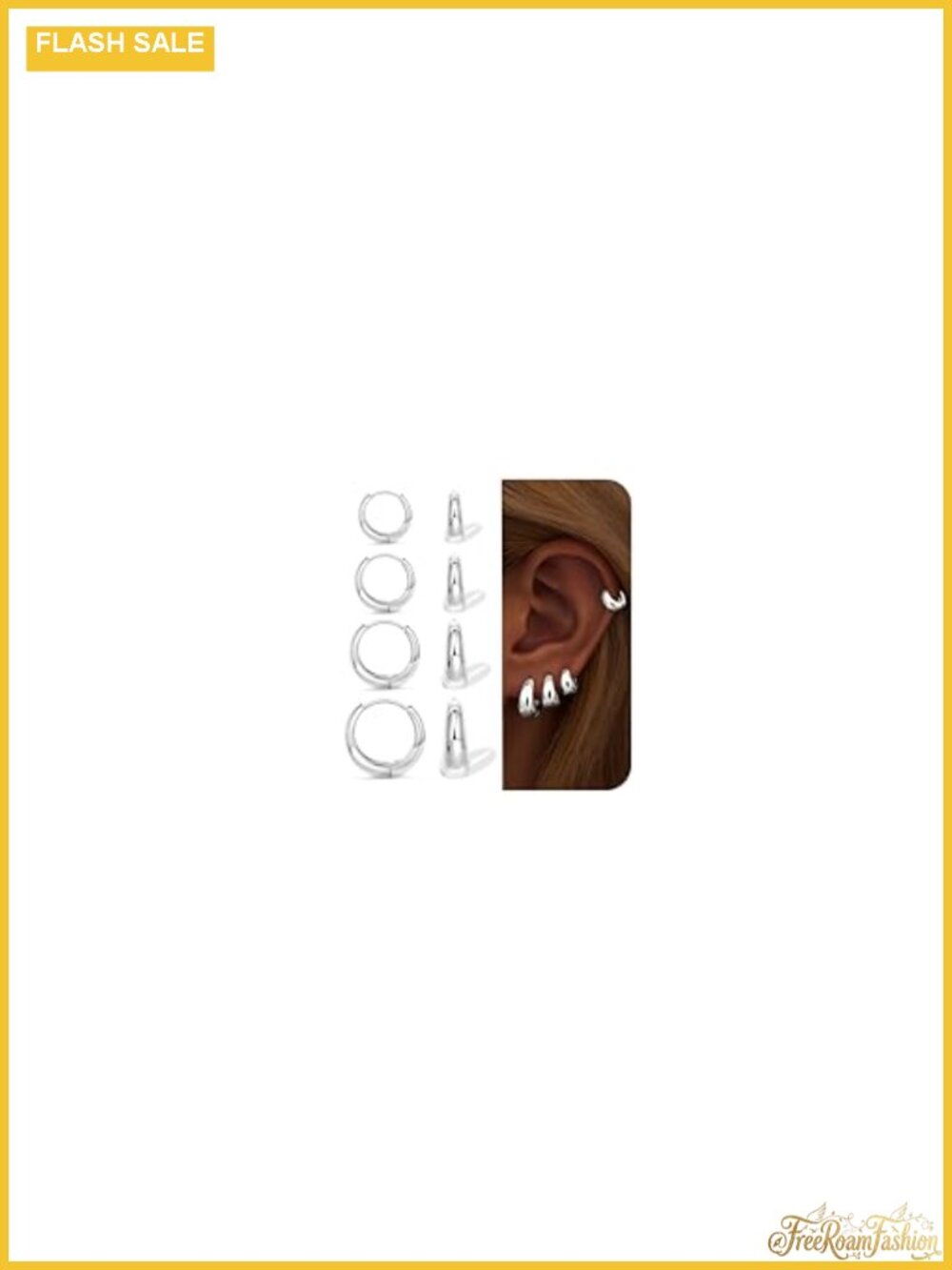 Chunky Huggie Hoop Earrings for Women, 925 Sterling Silver Posts, 14K Gold